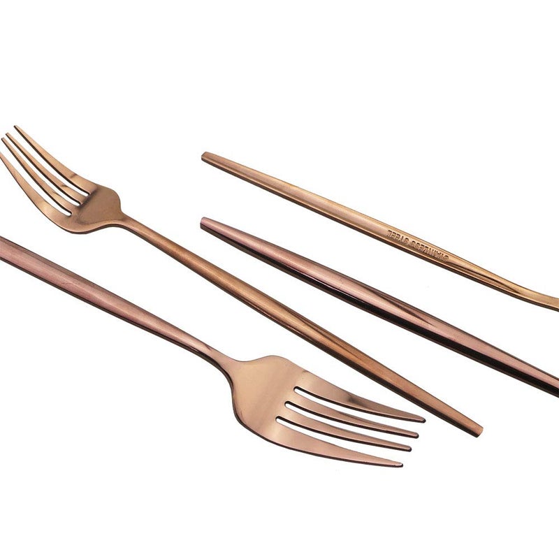 JASHII Rose Gold Silverware Set, JASHII 20-Piece Stainless Steel Flatware Cutlery Set for 4, Elegant Hourglass Polished Mirror Finish, Ideal for Home Hotel Wedding Festival Party, Dishwasher Safe - Image 5